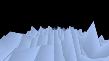 Dağ zirvelerinin çeşitli simülasyonları ve X 'e göre dönen yüksekliklerle açık gri renkte dağların rahatlamasının animasyonu..