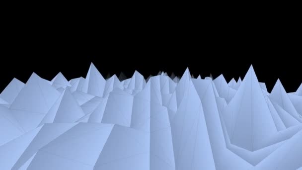 いくつかの山のピークと最高の様々なシミュレーションと光灰色の色で終わることのない山の救済のアニメーション — ストック動画
