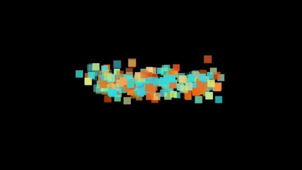 Κινούμενα Σχέδια Αντικειμένων Σωματιδίων Διάφορα Χρώματα — Αρχείο Βίντεο