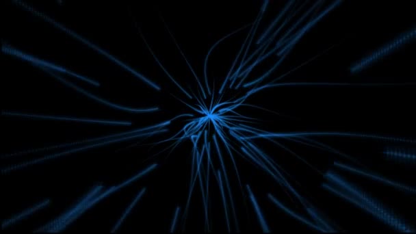 Particule Animație Fluxuri Energie Provenind Din Centru Răspândește Prin Spațiu — Videoclip de stoc