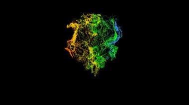 Dijital animasyon, uzayda zaman içinde birkaç geçiş yapan parçacıklar gibi sıvıyı oluşturdu.