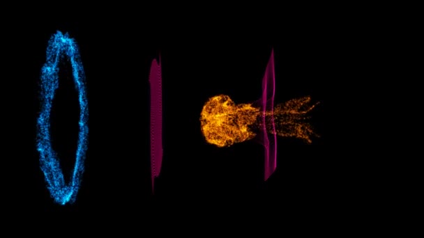 Simulación Elementos Partículas Que Explotan Chocan Espacio Través Del Tiempo — Vídeos de Stock