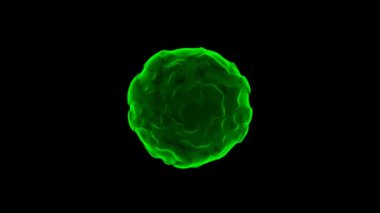 Mümkün olduğunca küresel nesnenin canlandırılması uzay-zaman boyunca bir virüs hücresi simülasyonu.