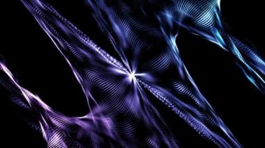 Uzaydaki parçacıklardan yapılmış örümcek ağına benzeyen soyut şeklin animasyonu.