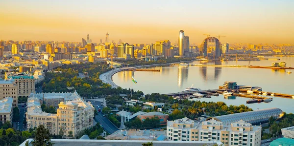 Moderno Baku Cidade Noite Luzes Vista Acima6 — Fotografia de Stock