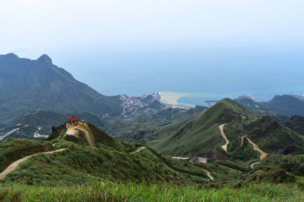 New Taipei, Taiwan - Teapot Mountain Hiking Trail with a View of the Yin and Yang Sea