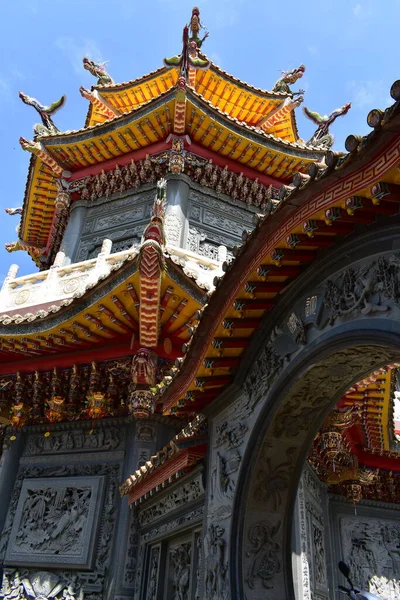 Taipei Taiwan Temple Fengtian Temple Taoïste Magnifiquement Décoré — Photo