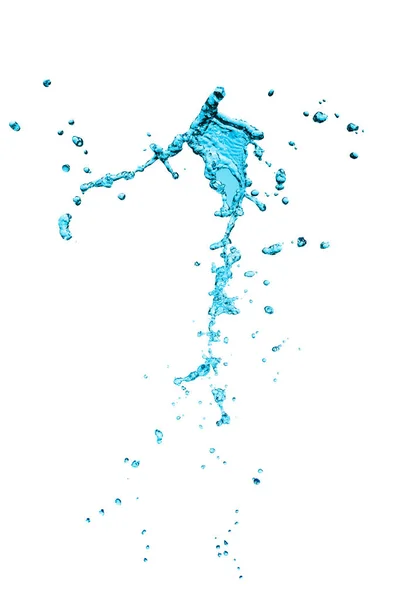 Modrá Voda Voda Stříkající Izolované Bílém Pozadí — Stock fotografie