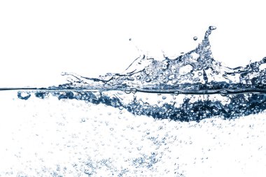 Beyaz arkaplanda izole edilmiş su altı kabarcıkları