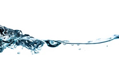 Beyaz arkaplanda su sıçraması ve kabarcıklar izole.