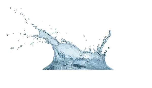 Niebieska Woda Rozprysk Wody Odizolowany Białym Tle — Zdjęcie stockowe