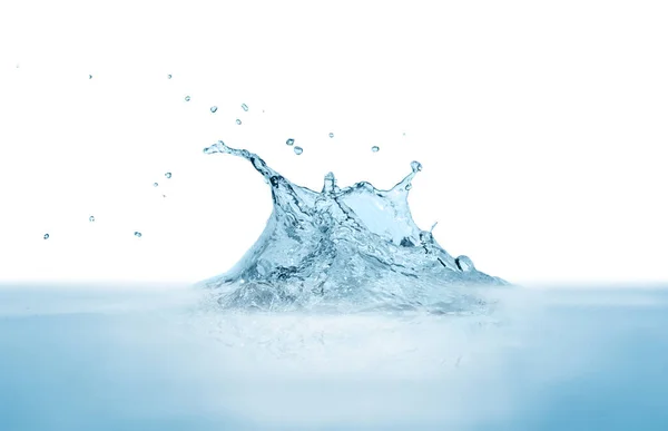 Agua Azul Salpicadura Gota Agua Aislada Sobre Fondo Blanco —  Fotos de Stock