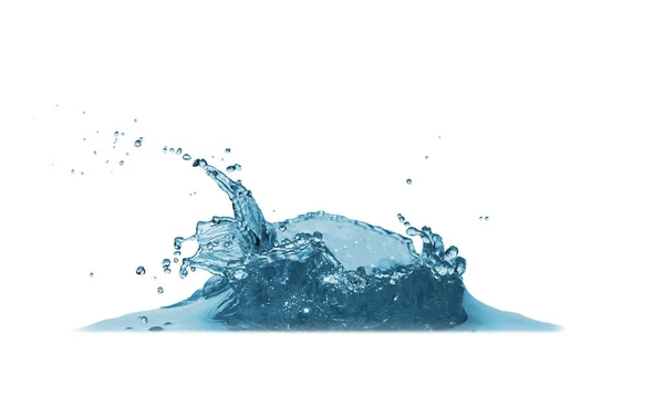 Agua Azul Salpicadura Gota Agua Aislada Sobre Fondo Blanco — Foto de Stock