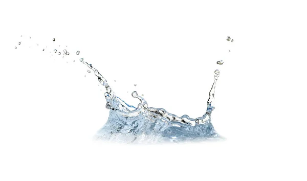 青い水白い背景に隔離された水滴スプラッシュ — ストック写真