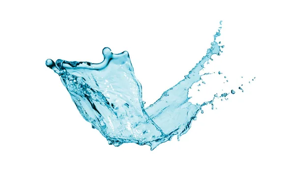 Blaues Wasser Wasserspritzer Isoliert Auf Weißem Hintergrund — Stockfoto