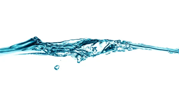 Бризки Хвилі Води Бульбашки Ізольовані Білому Тлі — стокове фото