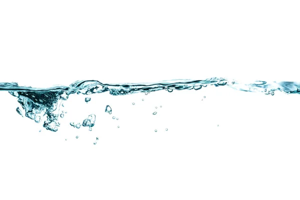 Wasserspritzer Und Blasen Isoliert Auf Weißem Hintergrund — Stockfoto