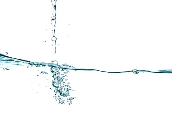 Wasserspritzer Und Blasen Isoliert Auf Weißem Hintergrund — Stockfoto