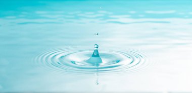 Beyaz arkaplanda su damlası sıçraması izole edildi.