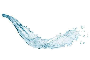 İçme suyu ve soyut su sıçraması beyaz arkaplanda izole edilmiş.