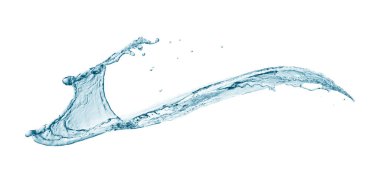 İçme suyu ve soyut su sıçraması beyaz arkaplanda izole edilmiş.