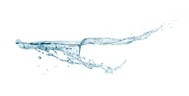 İçme suyu ve soyut su sıçraması beyaz arkaplanda izole edilmiş.