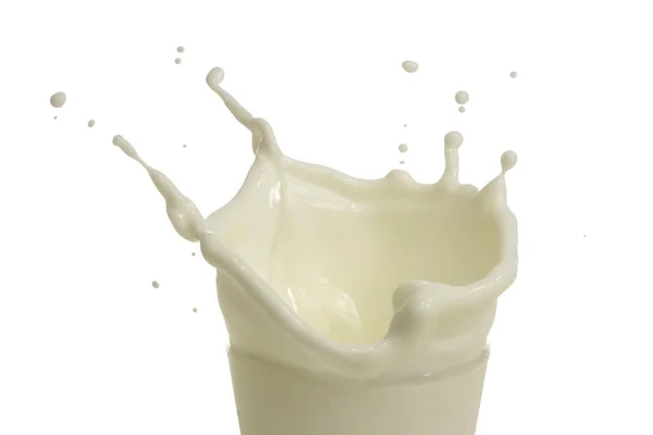 Melk Plons Druppel Geïsoleerd Witte Achtergrond — Stockfoto