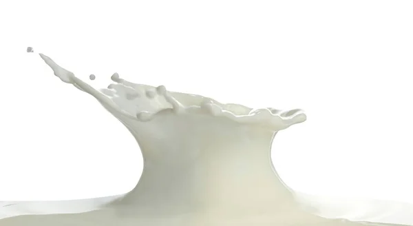 Vertido Salpicaduras Leche Aislado Fondo Blanco — Foto de Stock