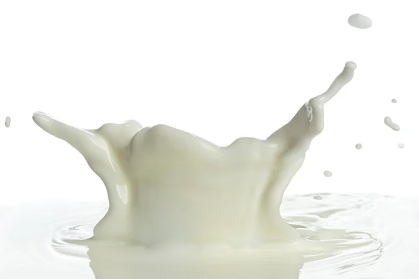 Έκχυση Πιτσιλίσματος Γάλακτος Απομονωμένο Λευκό Φόντο — Φωτογραφία Αρχείου