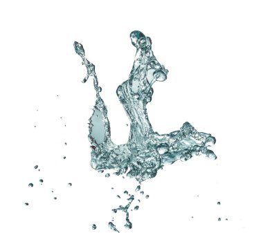 Beyaz arkaplanda su sıçraması izole edildi.