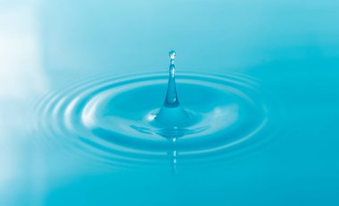 Su damlacıkları yüzey su arka planında