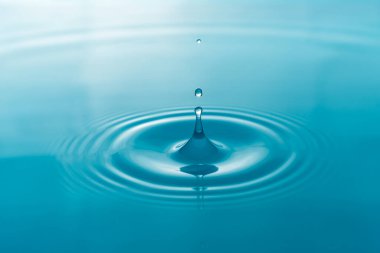 Su damlacıkları yüzey su arka planında
