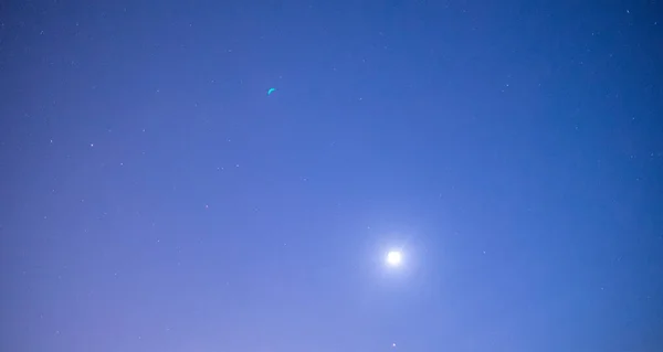 Stele Luni Timpul Nopții Fundal Albastru — Fotografie, imagine de stoc