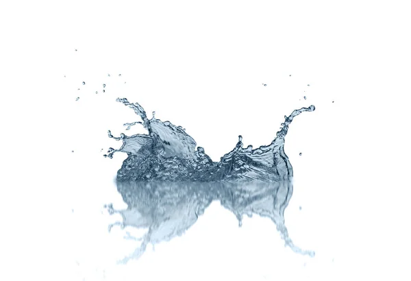 Blå Vatten Vatten Droppe Stänk Isolerad Vit Bakgrund — Stockfoto