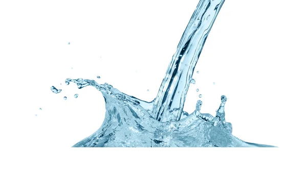 Blauw Water Waterdruppel Plons Geïsoleerd Witte Achtergrond — Stockfoto