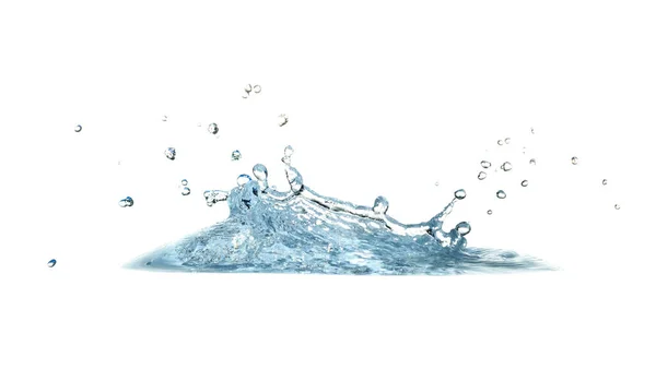Blå Vatten Vatten Droppe Stänk Isolerad Vit Bakgrund — Stockfoto