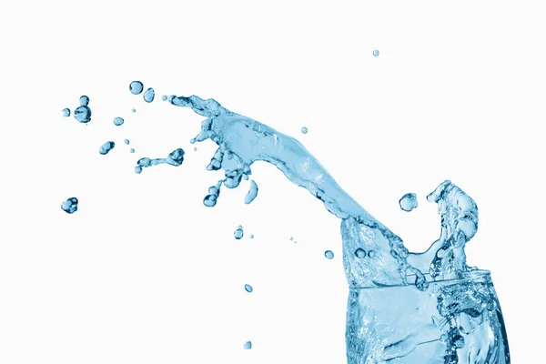Agua Azul Salpicadura Gota Agua Aislada Sobre Fondo Blanco —  Fotos de Stock