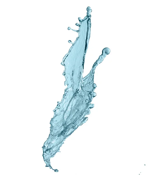 Water Splash Blauw Water Splash Geïsoleerd Witte Achtergrond — Stockfoto