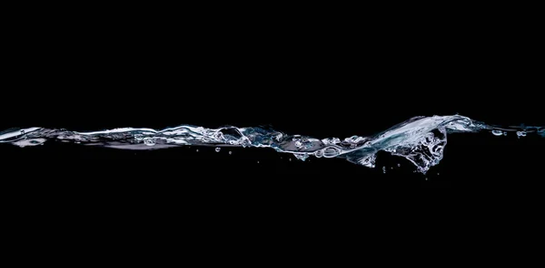 Pití Vody Vodní Vlna Splash Izolované Černé Pozadí — Stock fotografie