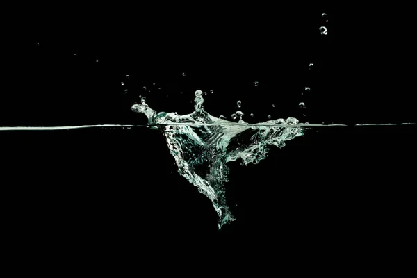 Wasser Trinken Wasserwelle Spritzwasser Isoliert Schwarzen Hintergrund — Stockfoto