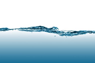 Beyaz arkaplanda su sıçraması ve kabarcıklar izole