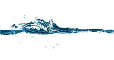 Beyaz arkaplanda su sıçraması ve kabarcıklar izole