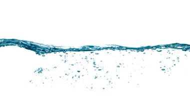 Temiz mavi su dalgası beyaz arkaplanda izole edildi