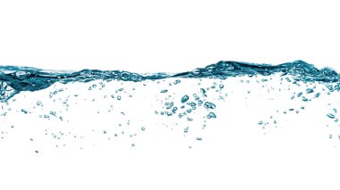 Temiz mavi su dalgası beyaz arkaplanda izole edildi