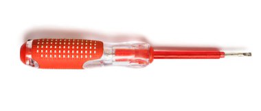 beyaz arkaplanda izole lamba elektrikli test tornavida kontrol