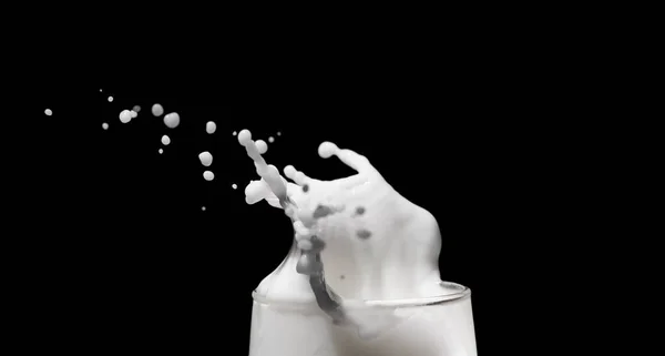 White Milk Splash Dark Background — Stock Photo, Image
