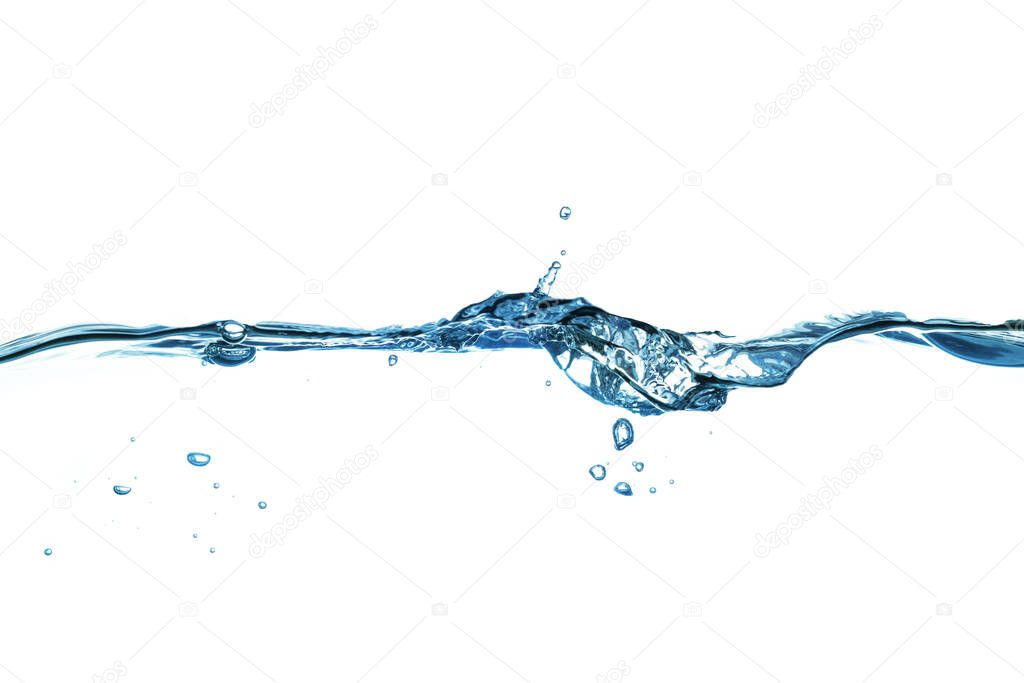 water splash and bubbles isolated on white background