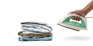 yan görünüm demiri elle tutulur izole edilmiş beyaz arkaplan