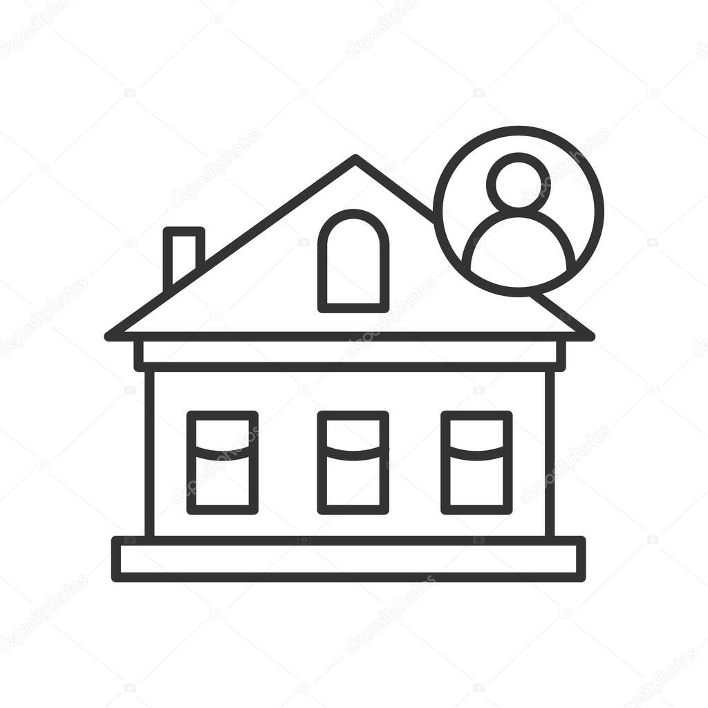 House icon. Private suburb cottage with resident avatar, simple vector illustration.