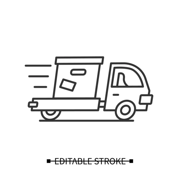 Express delivery icon. Fast moving delivery truck with order box. Vector  illustration. - Stock Image - Everypixel